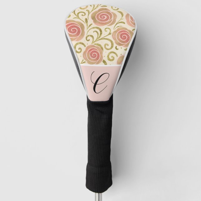 Pink & Gold Fairy Tale Storybook Princess Roses Golf Head Cover (Front)