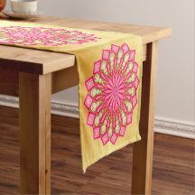 Pink Gold Fantasy Mandala on Soft Gold Background