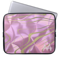 Pink Gold Faux Foil Swirls Monogrammed