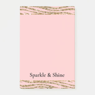 Pink Gold Faux Glitter Zebra Print Post-it Notes