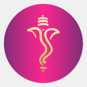 Pink Gold Festive Ganesh/ Indian God Classic Round Sticker