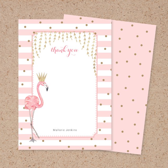 Pink Gold Flamingo thank you card (Creator Uploaded)