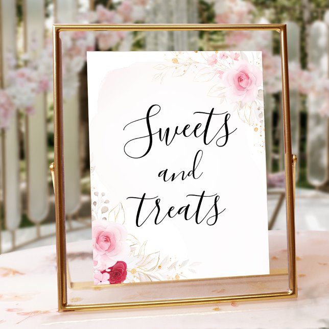 Pink Gold Floral Bridal Shower Dessert Sign (Creator Uploaded)