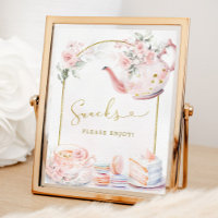 Pink Gold Floral Bridal Shower Tea Party Snacks