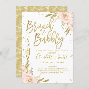 Pink Gold Floral Brunch Bridal Shower Invitation
