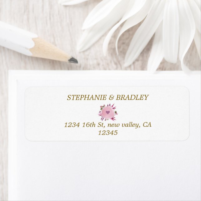 Pink Gold Floral Elegant Wedding Return Address (Insitu)