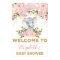 Pink Gold Floral Elephant Baby Shower Welcome Sign