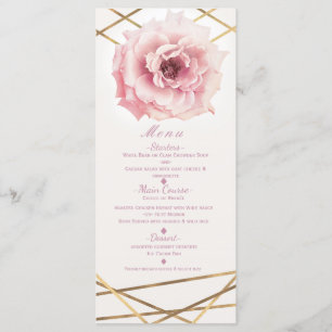 Pink & Gold Floral Glam Bridal Shower Party Menu
