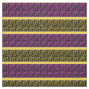 Pink/gold floral-gold/white stripe - black fabric