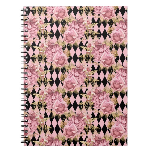 Pink Gold Floral Notebook (Front)