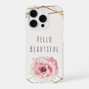 Pink & Gold Floral Peony Flower Glam Custom iPhone 16 Pro Case