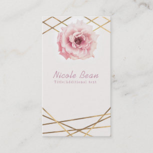 Pink & Gold Floral Peony Glam Elegant Chic Business Card