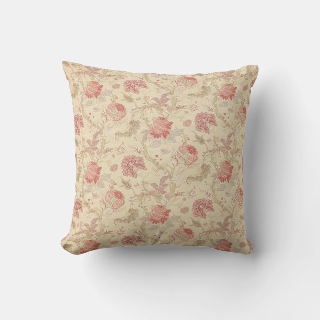 Pink & Gold Floral Pillow (Front)