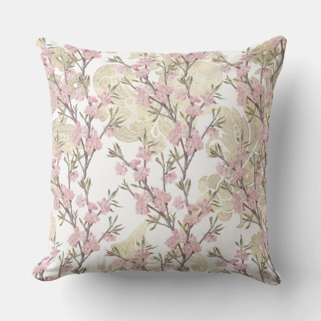 Pink/Gold Floral/ Polka Dot Pillow (Front)
