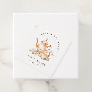Pink Gold Floral Tea Set Bridal Shower Tea Party Favour Tags