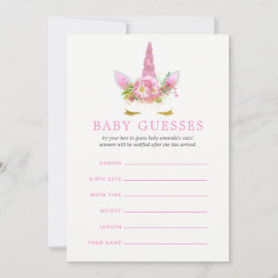 Pink & Gold Floral Unicorn Girl Baby Guesses