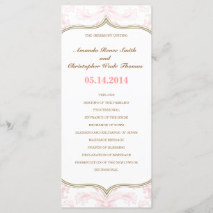 Pink & Gold Floral Wedding Program Programme