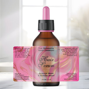 Pink Gold Foil Cosmetics or Dropper Bottle Label