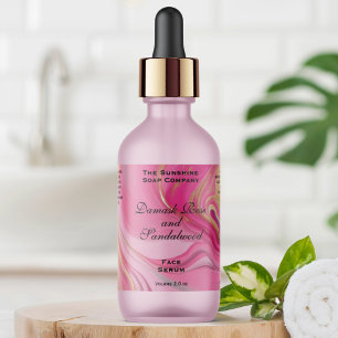 Pink Gold Foil Cosmetics or Dropper Bottle Label