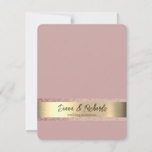 Pink Gold Foil Rustic Faux Wedding Invitation