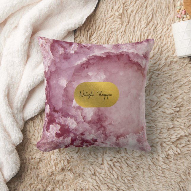 Pink Gold Foil Sea Crystals Signature Cushion (Blanket)