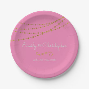 Pink & Gold Foil String Lights Plates