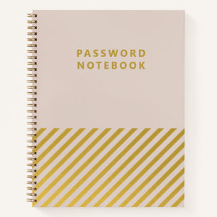 Pink Gold Foil Stripes Feminine Password Notebook