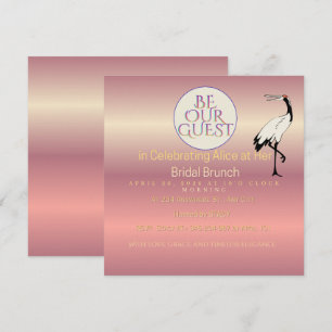 Pink & Gold Foliage Bride to Be Invitation Chi