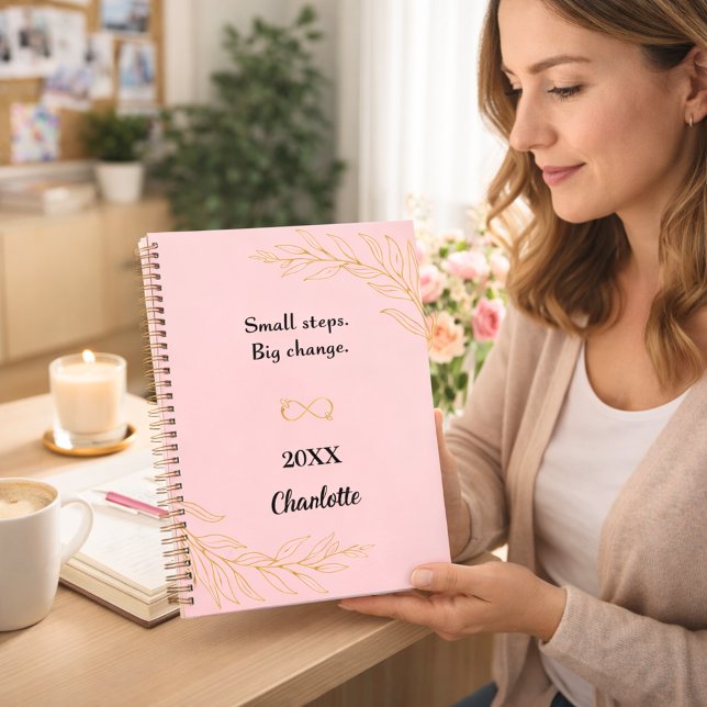 Pink gold foliage inspirational quote notebook (Creator Uploaded)