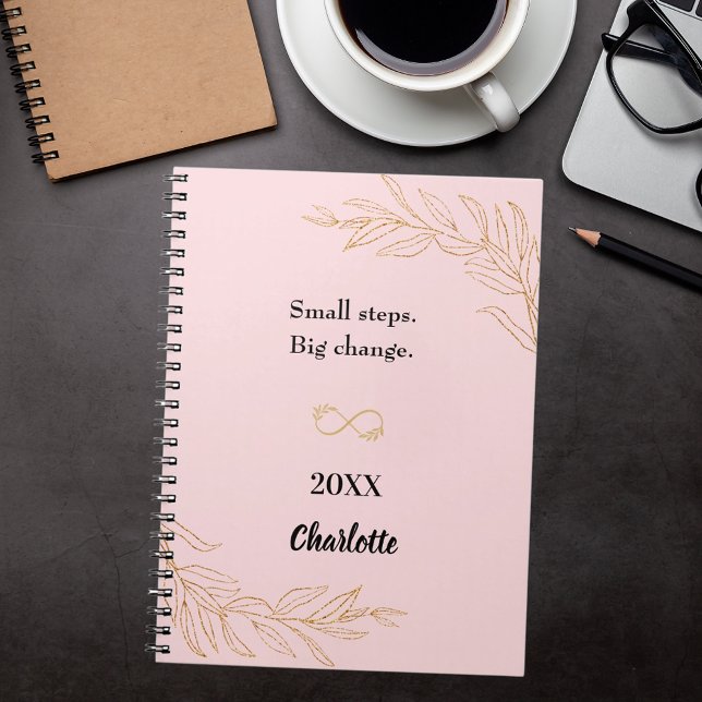 Pink gold foliage inspirational quote notebook (Creator Uploaded)