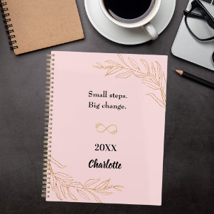 Pink gold foliage motivational quote 2027 planner