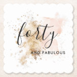 Pink & Gold Forty 40th Birthday Paper Coasters<br><div class="desc">Pink & Gold Forty 40th Birthday Paper Coasters</div>