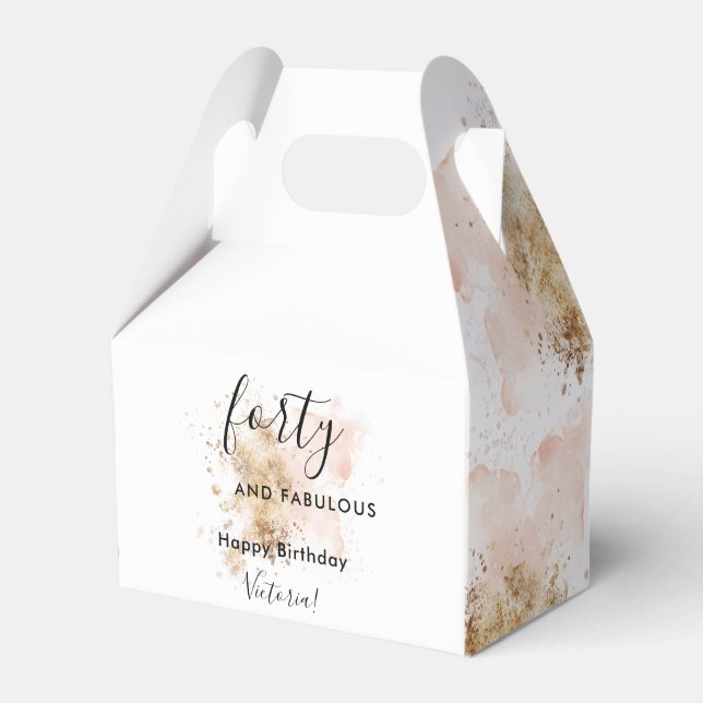 Pink Gold Forty And Fabulous Name 40th Birthday Favour Box (Front Side)