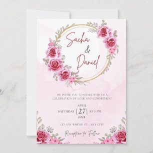 Pink Gold Free Wedding Invitation