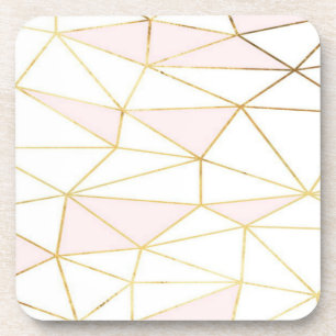 Pink Gold Geometric Coaster