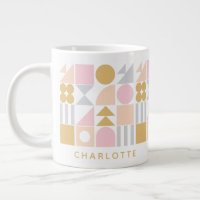 Pink Gold Geometric Shapes Monogram Name Custom