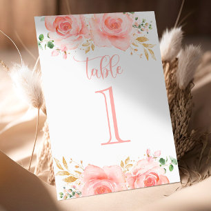 Pink & Gold Girl Baby Shower Table Number