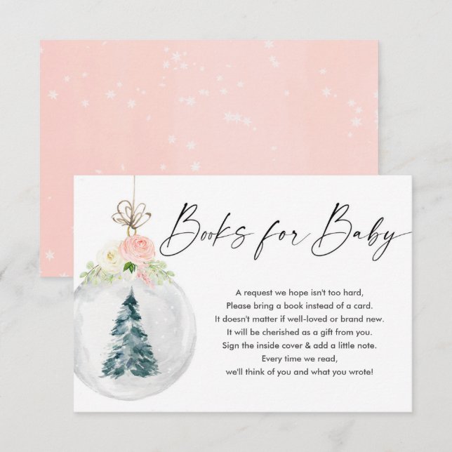 Pink gold girl Christmas tree books for baby Enclo Enclosure Card (Front/Back)