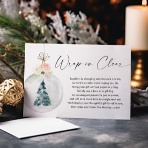 Pink gold girl Christmas tree display shower Enclosure Card