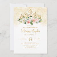 Pink Gold Girls Princess Floral Tiara Birthday