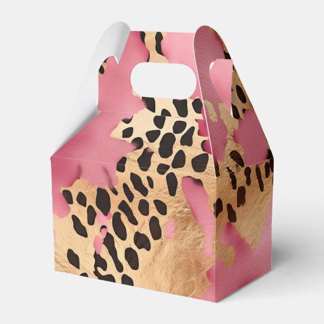 Pink Gold Glam Leopard Favour Box (Front Side)