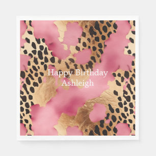 Pink Gold Glam Leopard Napkin