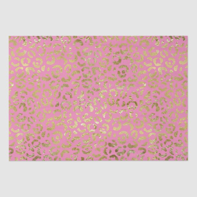 Pink Gold Glam Leopard Print Tissue Paper (Front)