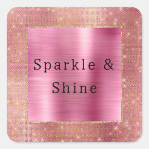 Pink Gold Glam Sparkle Square Sticker