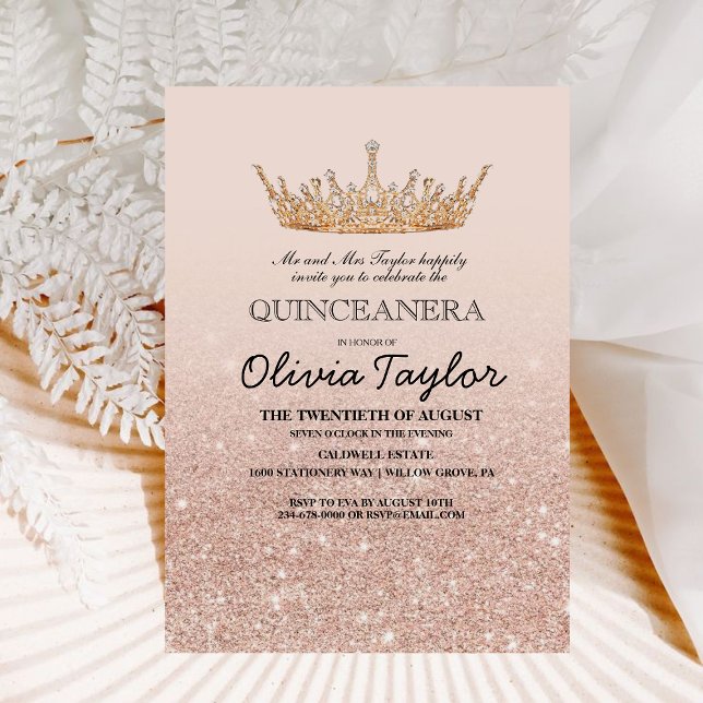 Pink Gold Glitter 15th Birthday Party Invitation (Creator Uploaded)