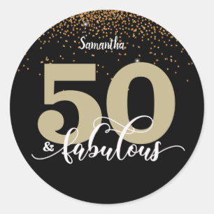 Pink Gold Glitter 50 and Fabulous Birthday   Classic Round Sticker
