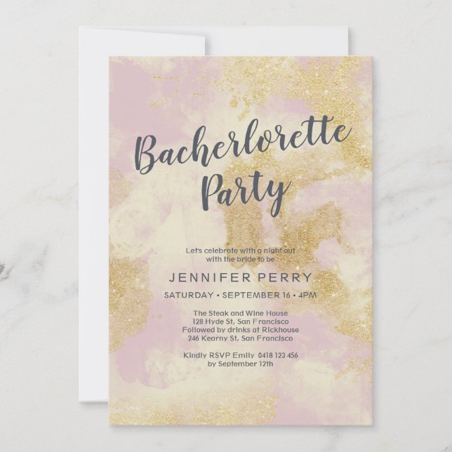 Pink gold glitter Bachelorette Party Invitation (Front)
