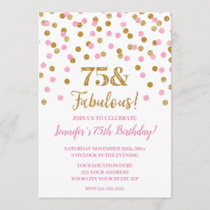 Pink Gold Glitter Confetti 75 and Fabulous Invitation
