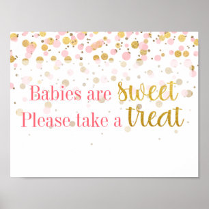 Pink Gold Glitter Confetti Dessert Treats Sign