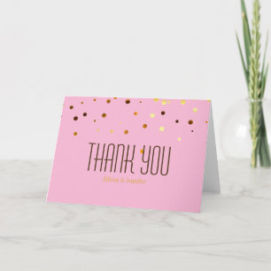 Pink Gold Glitter Confetti Sparkles Dots Thank You Card